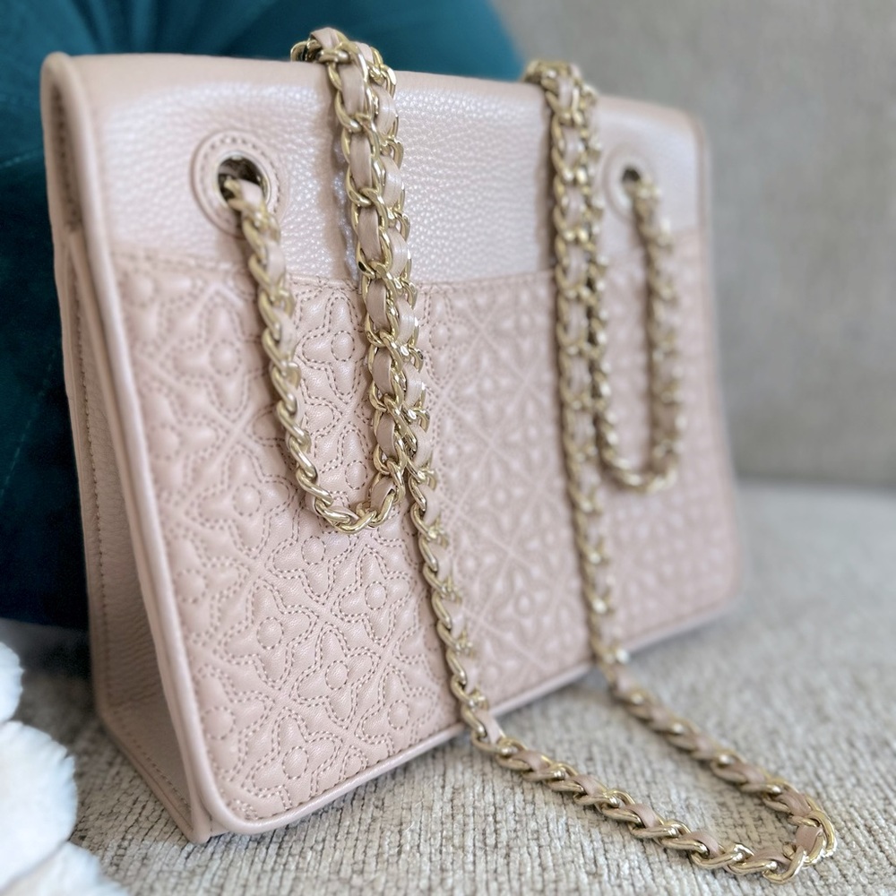 Tory Burch Bryant pale pink quilted leather crossbody/shoulder bag